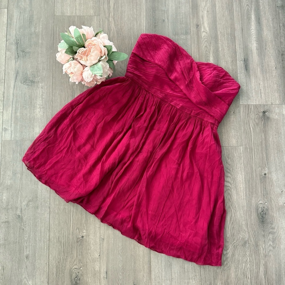 New J. Crew Rose Pink Silk Sweetheart Strapless Dress‎